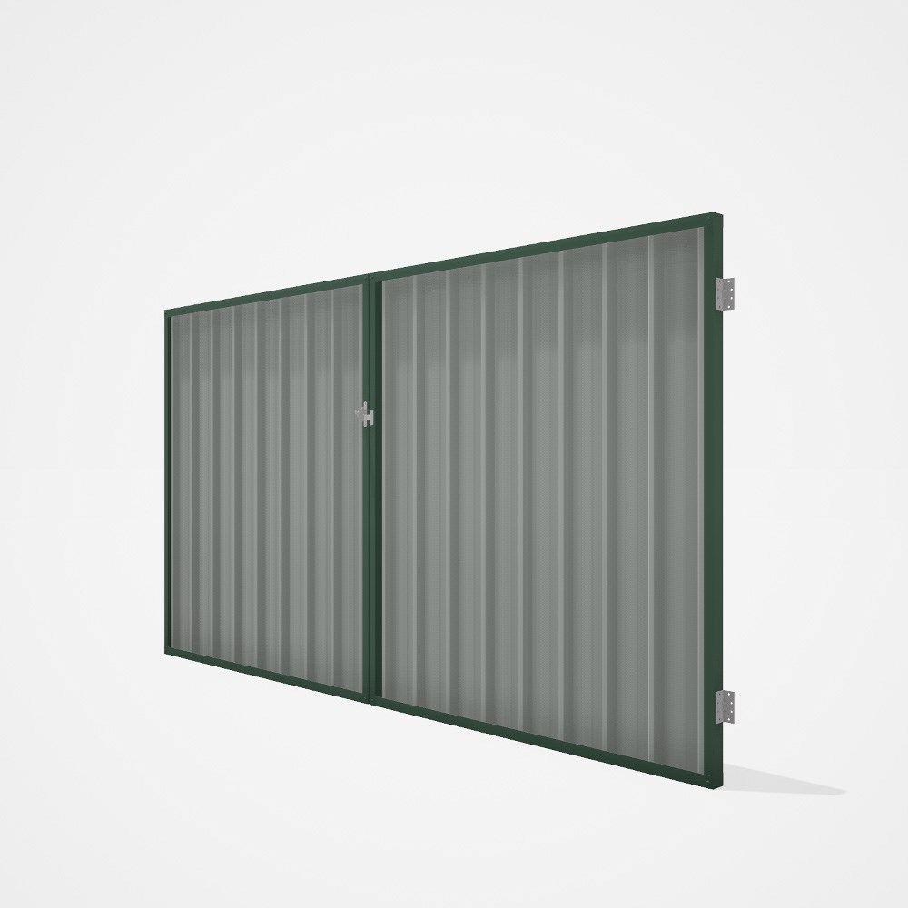 Good Neighbour® Superdek® Double Gate Standard .32 BMT 1.8m High Sheet: Gull Grey, Frame: Rivergum