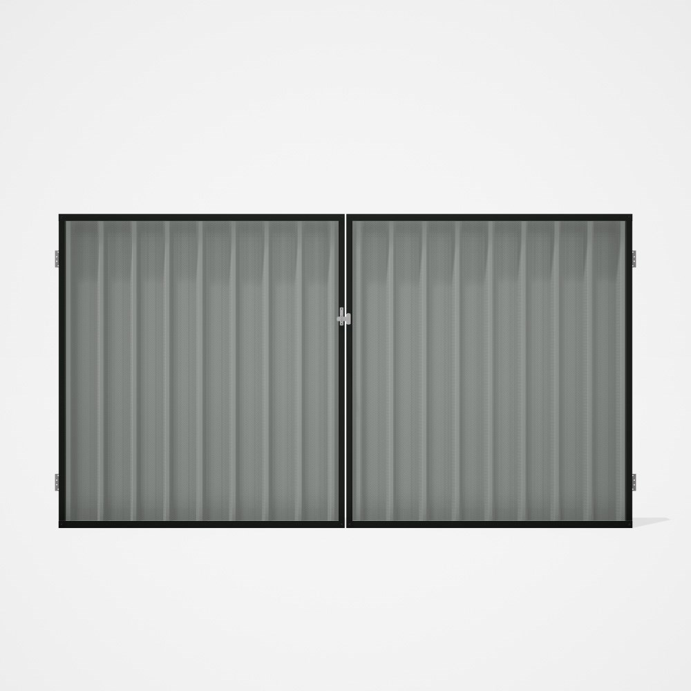 Good Neighbour® Superdek® Double Gate Standard .32 BMT 1.8m High Sheet: Gull Grey, Frame: Slate Grey
