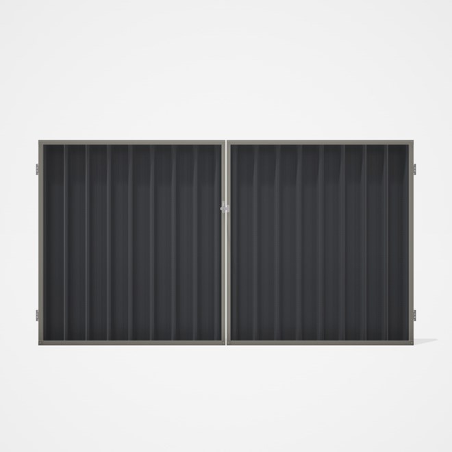 Good Neighbour® Superdek® Double Gate Standard .32 BMT 1.8m High Sheet: Granite, Frame: Birch