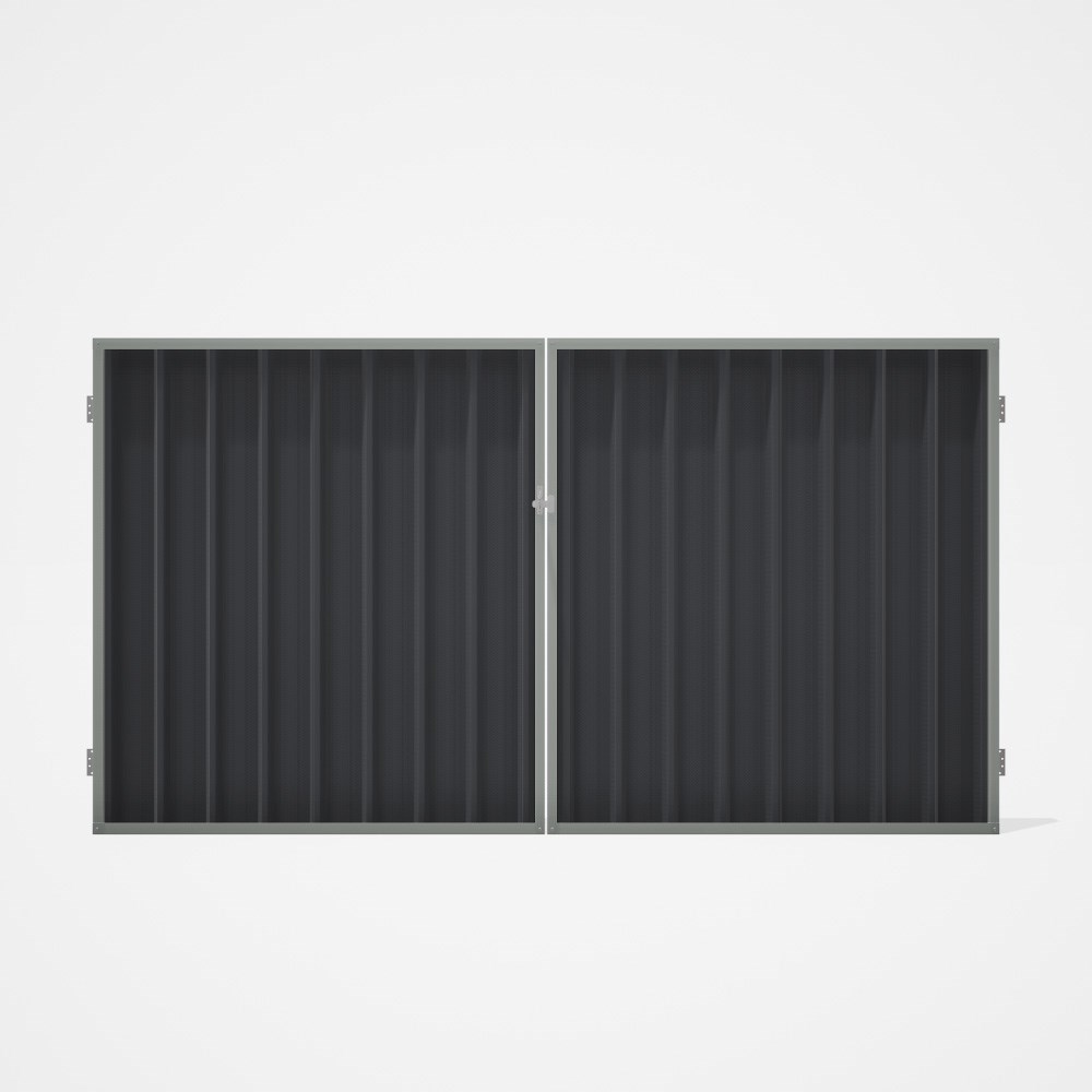 Good Neighbour® Superdek® Double Gate Standard .32 BMT 1.8m High Sheet: Granite, Frame: Gull Grey