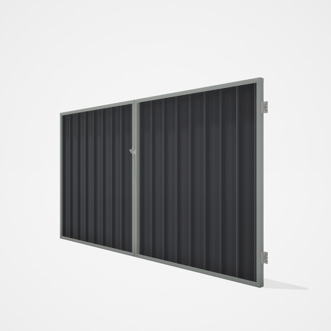 Good Neighbour® Superdek® Double Gate Standard .32 BMT 1.8m High Sheet: Granite, Frame: Gull Grey
