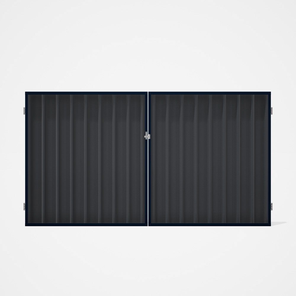 Good Neighbour® Superdek® Double Gate Standard .32 BMT 1.8m High Sheet: Granite, Frame: Mountain Blu