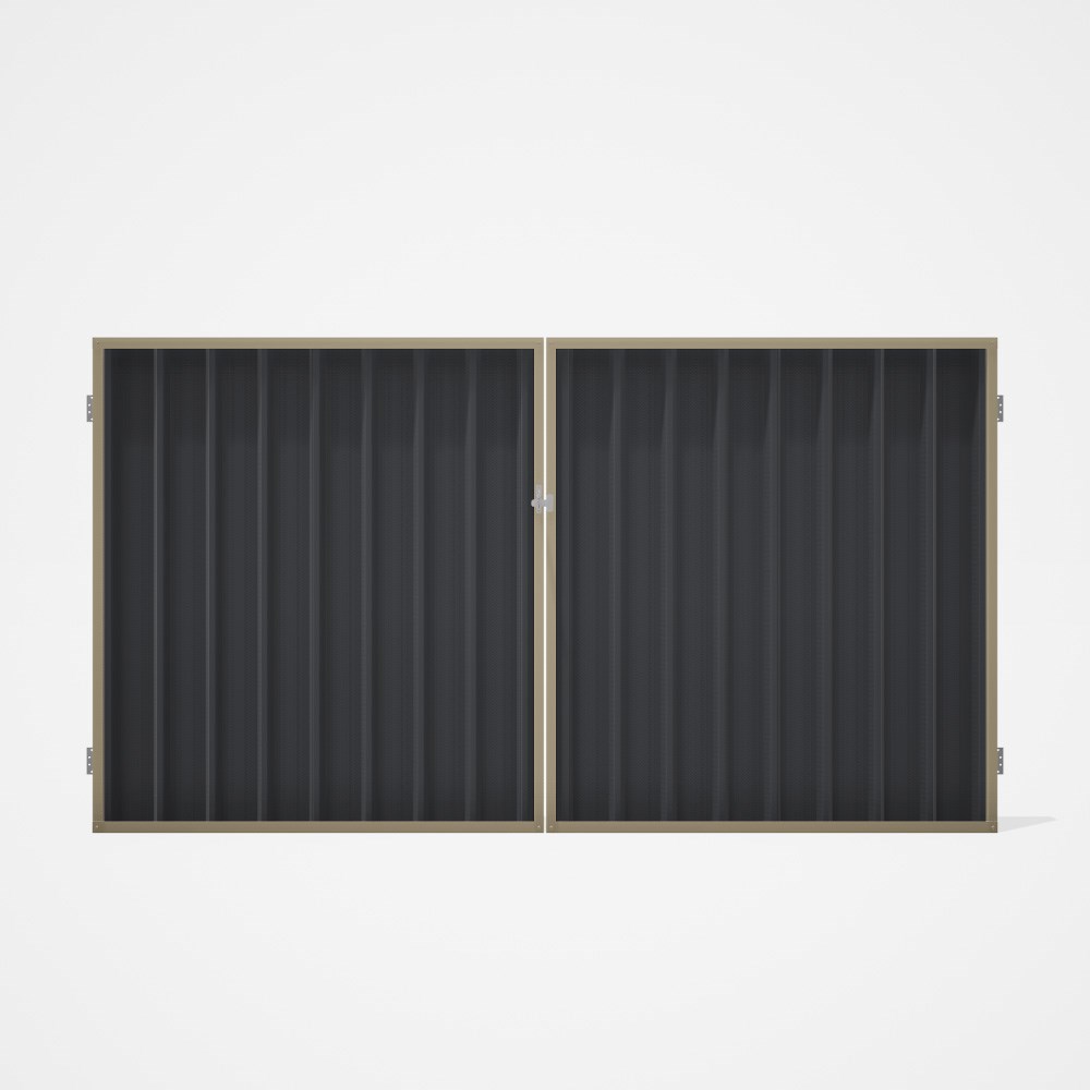 Good Neighbour® Superdek® Double Gate Standard .32 BMT 1.8m High Sheet: Granite, Frame: Merino