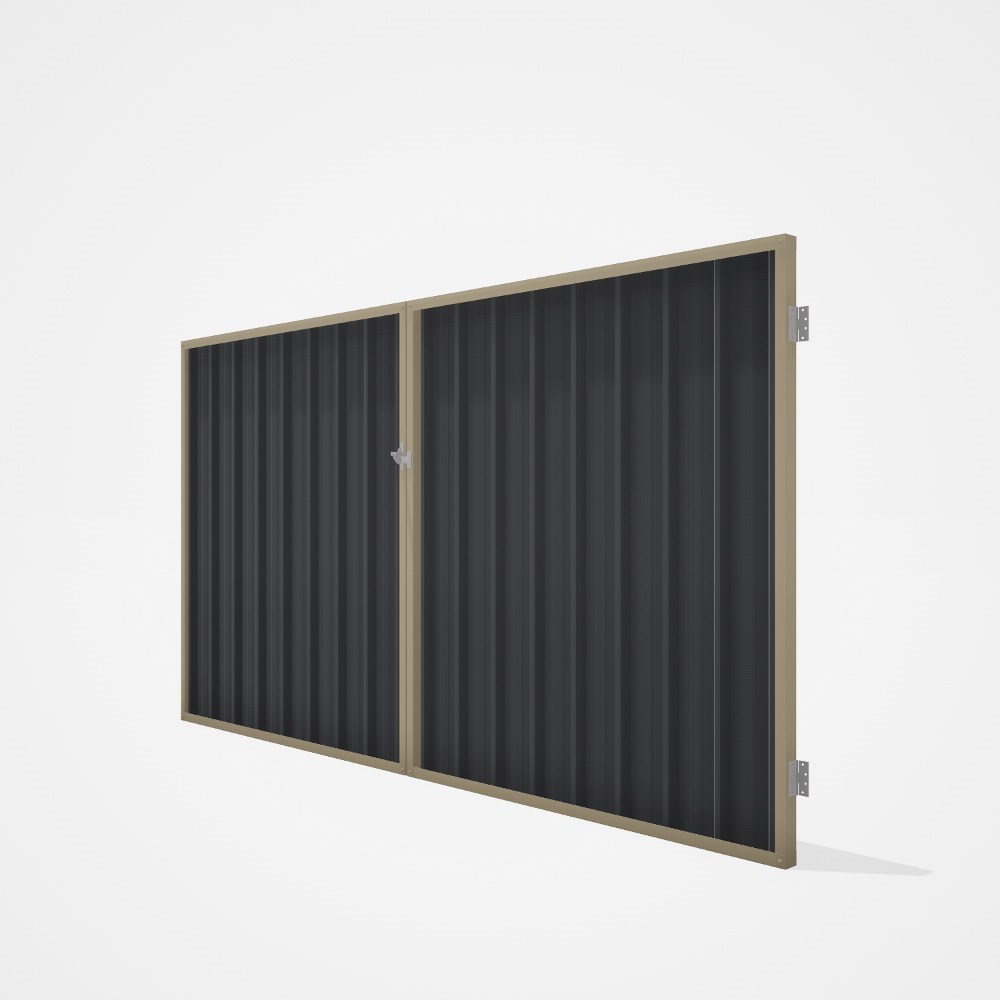Good Neighbour® Superdek® Double Gate Standard .32 BMT 1.8m High Sheet: Granite, Frame: Merino