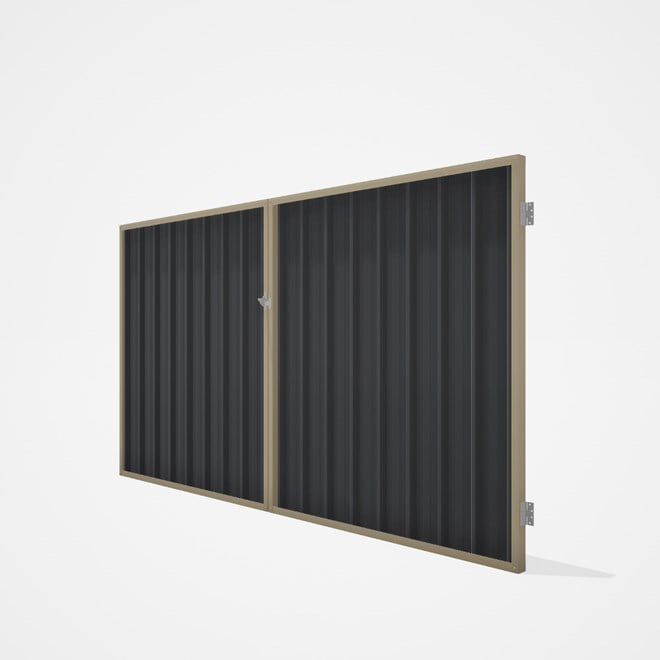 Good Neighbour® Superdek® Double Gate Standard .32 BMT 1.8m High Sheet: Granite, Frame: Merino