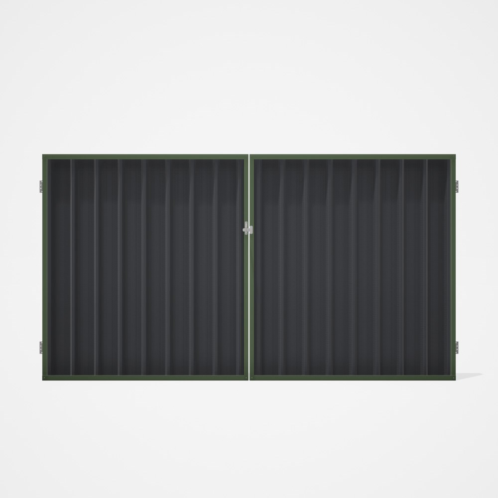 Good Neighbour® Superdek® Double Gate Standard .32 BMT 1.8m High Sheet: Granite, Frame: Mist Green
