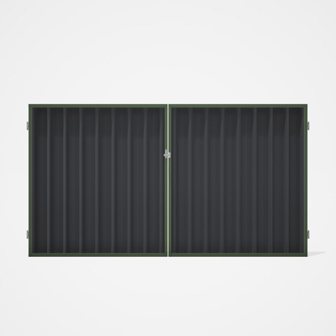 Good Neighbour® Superdek® Double Gate Standard .32 BMT 1.8m High Sheet: Granite, Frame: Mist Green