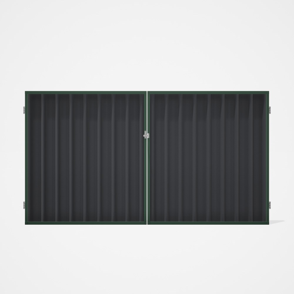 Good Neighbour® Superdek® Double Gate Standard .32 BMT 1.8m High Sheet: Granite, Frame: Rivergum