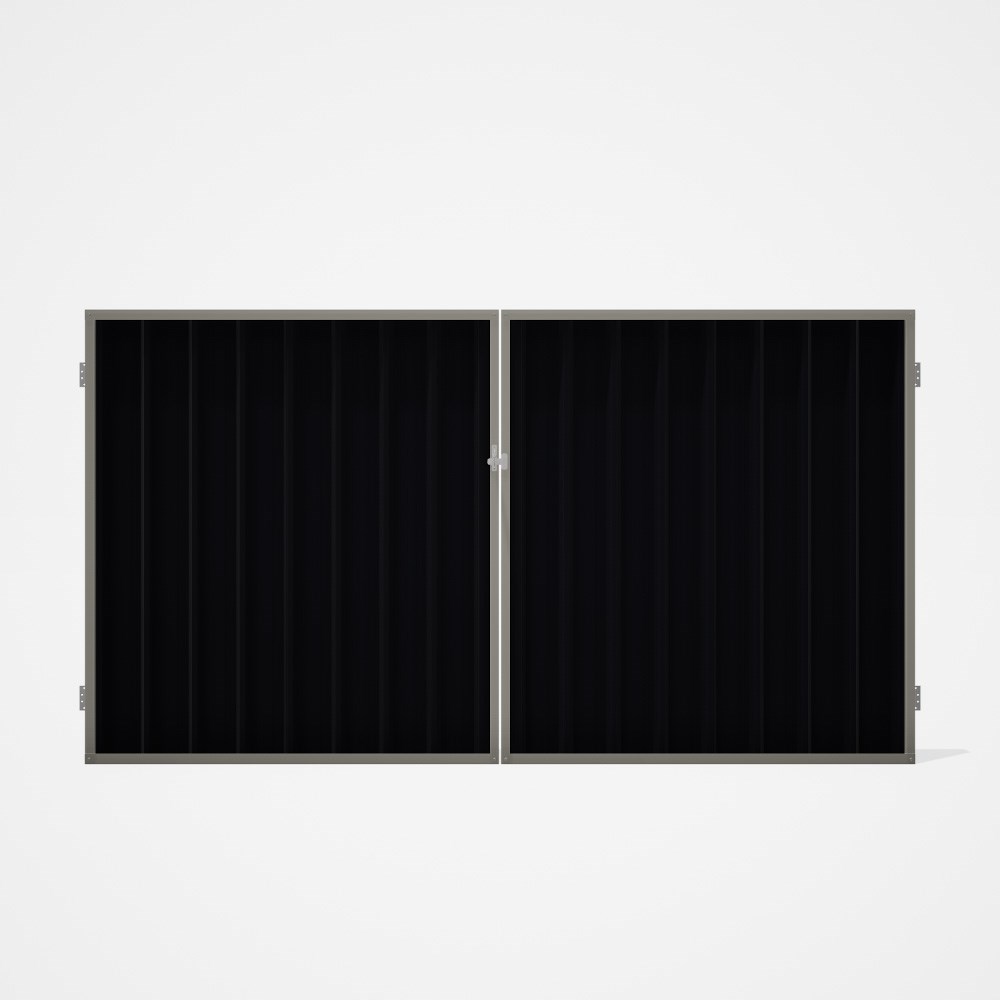 Good Neighbour® Superdek® Double Gate Standard .32 BMT 1.8m High Sheet: Gun Metal Grey, Frame: Birch