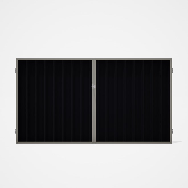 Good Neighbour® Superdek® Double Gate Standard .32 BMT 1.8m High Sheet: Gun Metal Grey, Frame: Birch