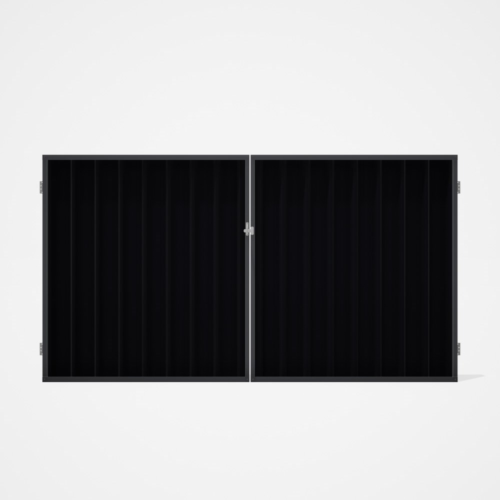 Good Neighbour® Superdek® Double Gate Standard .32 BMT 1.8m High Sheet: Gun Metal Grey, Frame: Grani