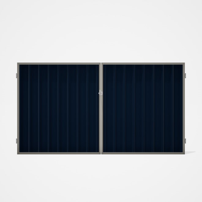 Good Neighbour® Superdek® Double Gate Standard .32 BMT 1.8m High Sheet: Mountain Blue, Frame: Birch