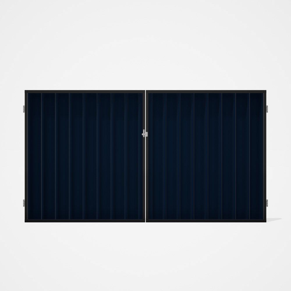 Good Neighbour® Superdek® Double Gate Standard .32 BMT 1.8m High Sheet: Mountain Blue, Frame: Ebony