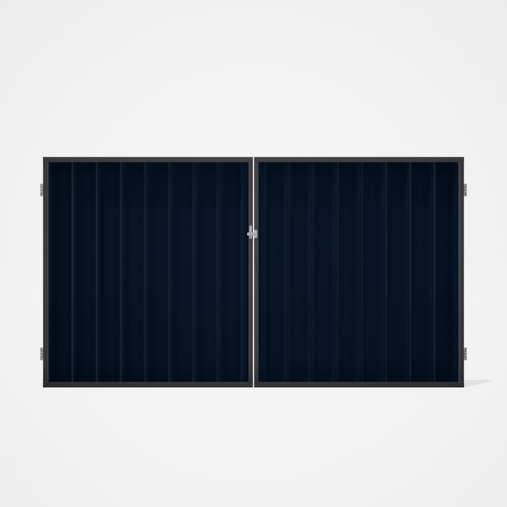 Good Neighbour® Superdek® Double Gate Standard .32 BMT 1.8m High Sheet: Mountain Blue, Frame: Granit