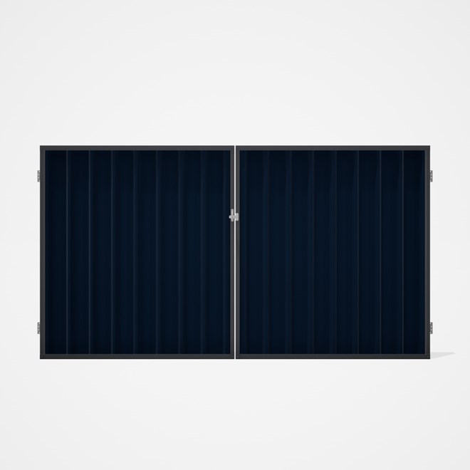 Good Neighbour® Superdek® Double Gate Standard .32 BMT 1.8m High Sheet: Mountain Blue, Frame: Granit