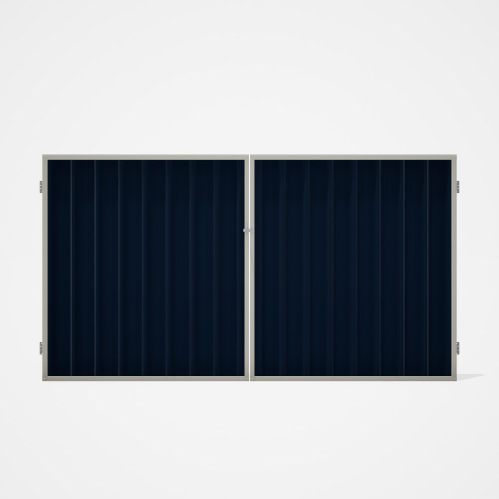 Good Neighbour® Superdek® Double Gate Standard .32 BMT 1.8m High Sheet: Mountain Blue, Frame: Off Wh