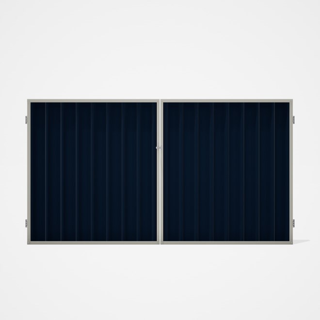 Good Neighbour® Superdek® Double Gate Standard .32 BMT 1.8m High Sheet: Mountain Blue, Frame: Off Wh