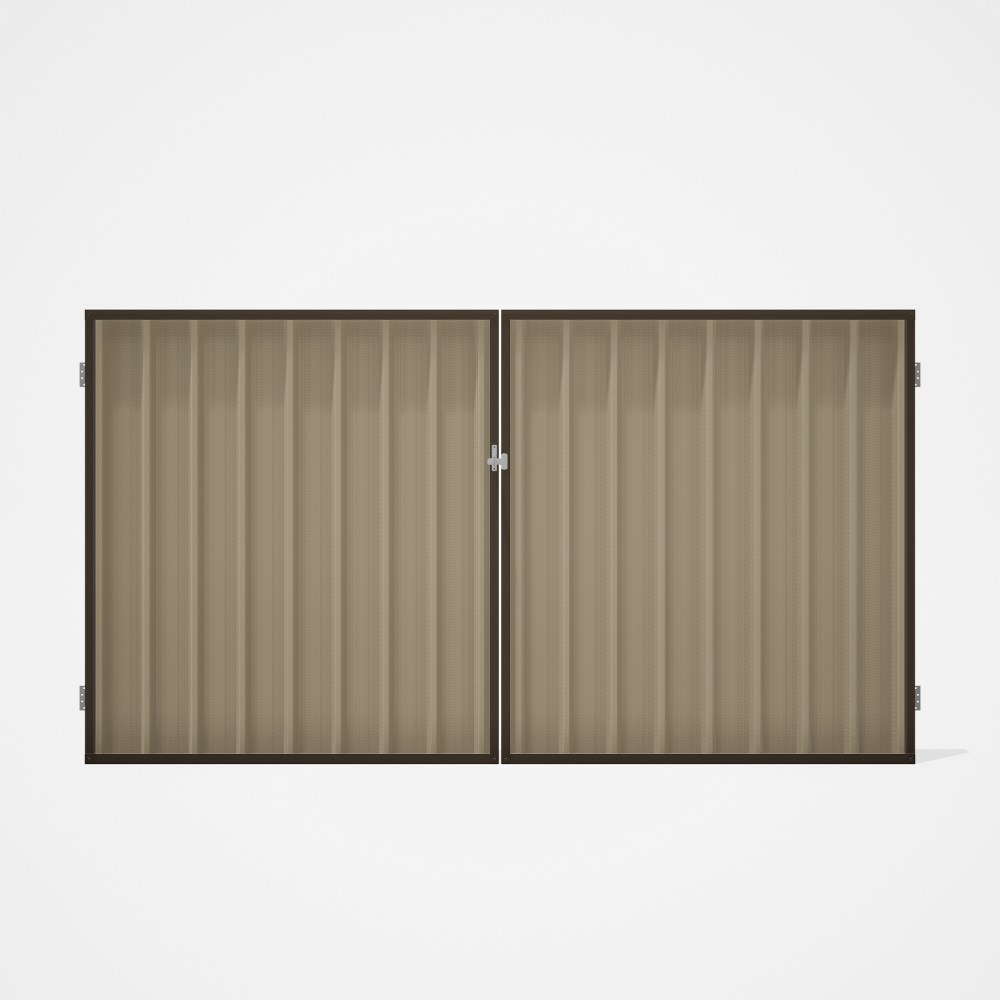 Good Neighbour® Superdek® Double Gate Standard .32 BMT 1.8m High Sheet: Merino, Frame: Banyan Brown