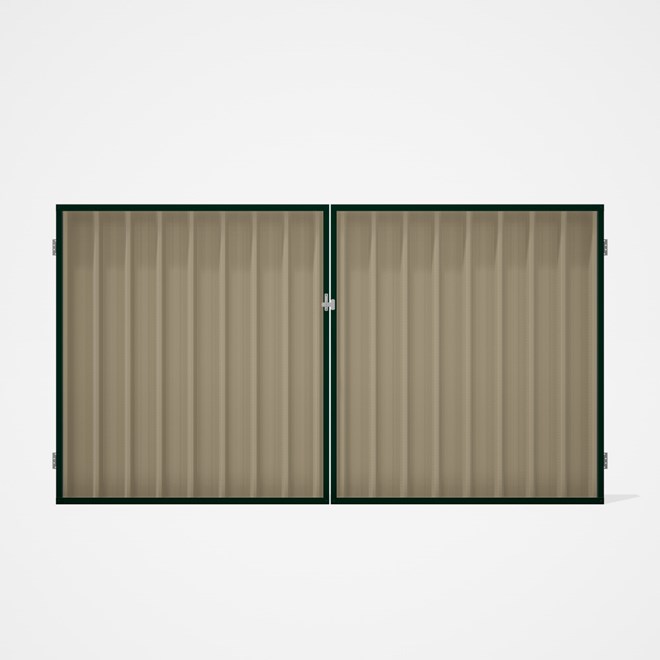 Good Neighbour® Superdek® Double Gate Standard .32 BMT 1.8m High Sheet: Merino, Frame: Caulfield Gre