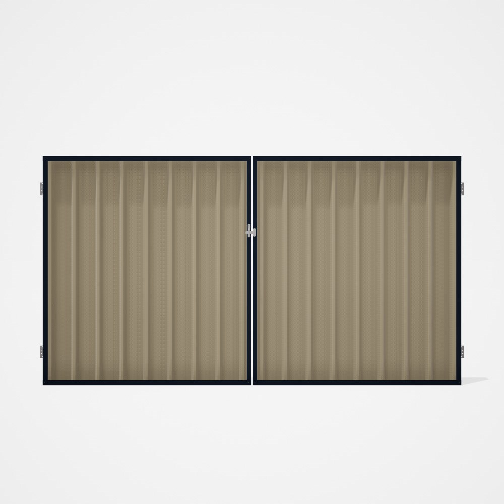 Good Neighbour® Superdek® Double Gate Standard .32 BMT 1.8m High Sheet: Merino, Frame: Dark Stone