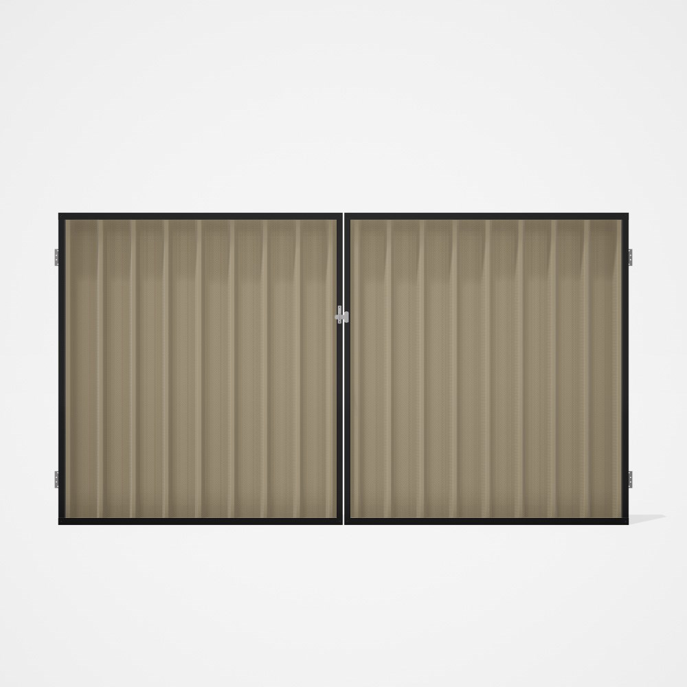 Good Neighbour® Superdek® Double Gate Standard .32 BMT 1.8m High Sheet: Merino, Frame: Ebony