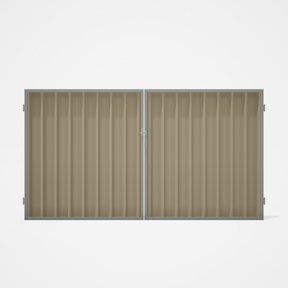 Good Neighbour® Superdek® Double Gate Standard .32 BMT 1.8m High Sheet: Merino, Frame: Gull Grey