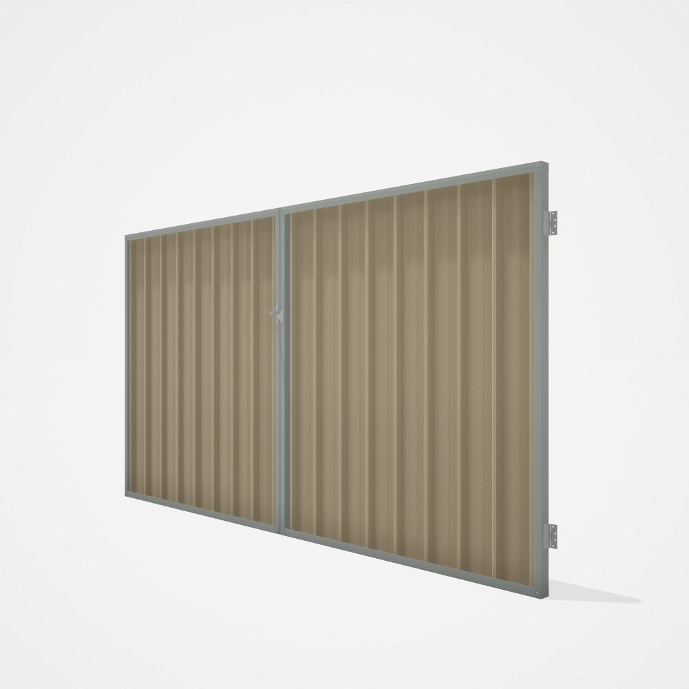 Good Neighbour® Superdek® Double Gate Standard .32 BMT 1.8m High Sheet: Merino, Frame: Gull Grey