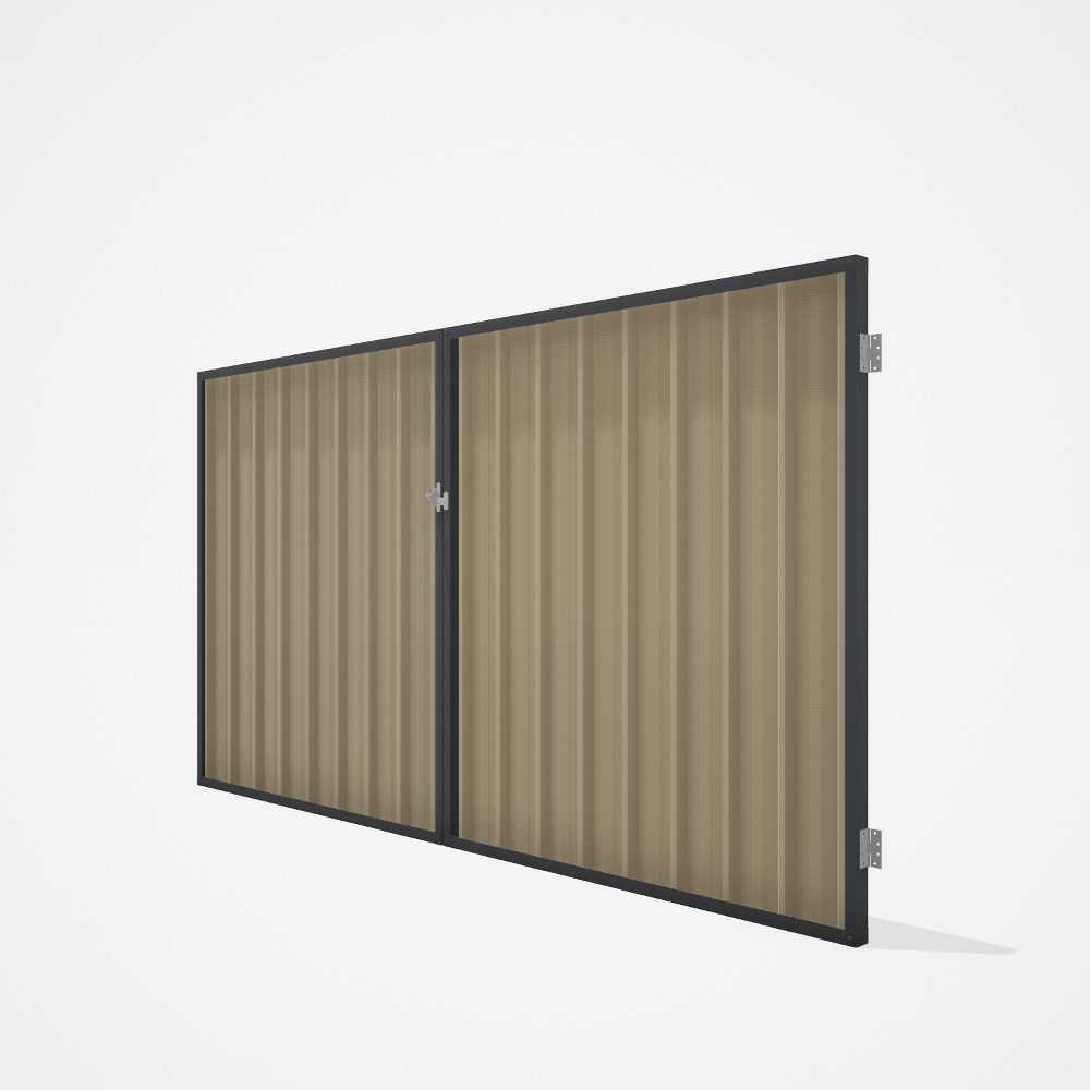 Good Neighbour® Superdek® Double Gate Standard .32 BMT 1.8m High Sheet: Merino, Frame: Granite
