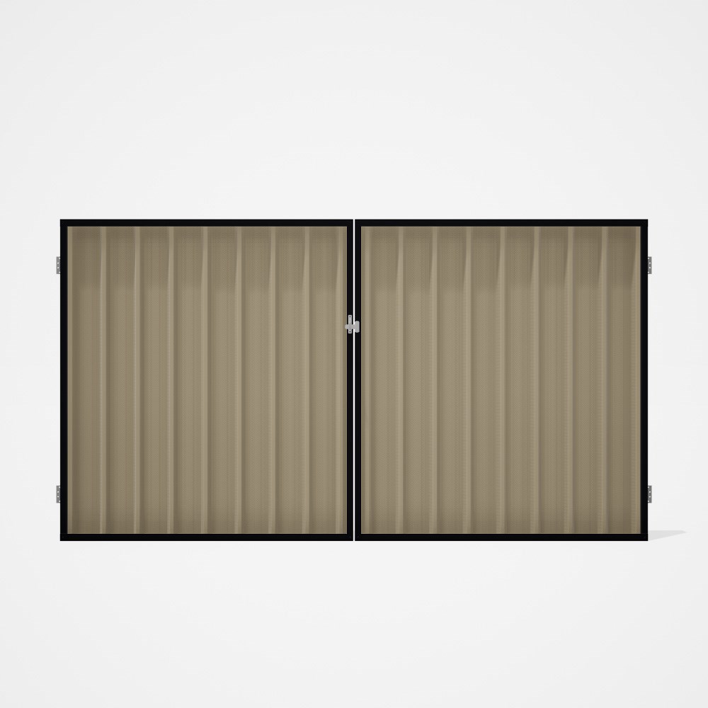 Good Neighbour® Superdek® Double Gate Standard .32 BMT 1.8m High Sheet: Merino, Frame: Gun Metal Gre