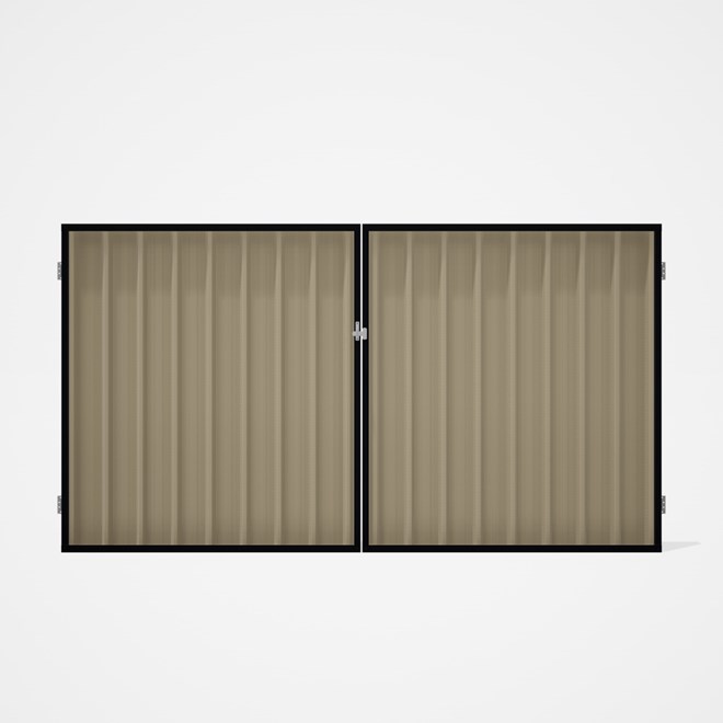Good Neighbour® Superdek® Double Gate Standard .32 BMT 1.8m High Sheet: Merino, Frame: Gun Metal Gre