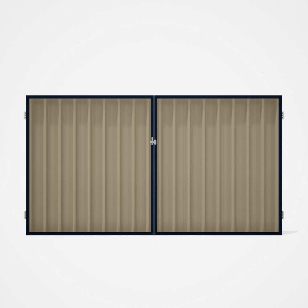Good Neighbour® Superdek® Double Gate Standard .32 BMT 1.8m High Sheet: Merino, Frame: Mountain Blue