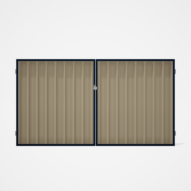Good Neighbour® Superdek® Double Gate Standard .32 BMT 1.8m High Sheet: Merino, Frame: Mountain Blue
