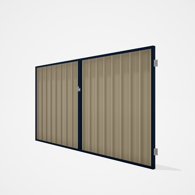 Good Neighbour® Superdek® Double Gate Standard .32 BMT 1.8m High Sheet: Merino, Frame: Mountain Blue