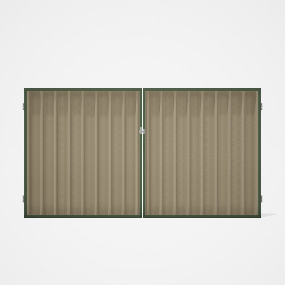 Good Neighbour® Superdek® Double Gate Standard .32 BMT 1.8m High Sheet: Merino, Frame: Mist Green