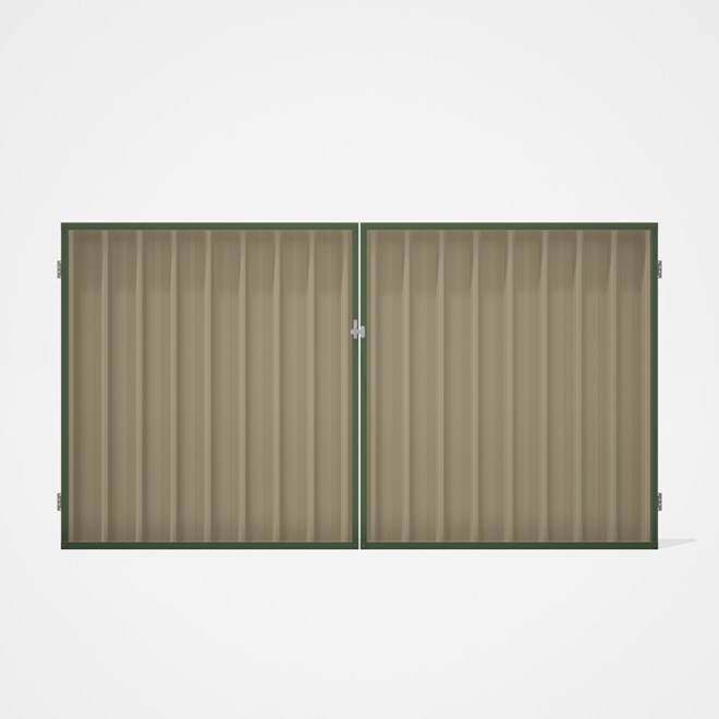 Good Neighbour® Superdek® Double Gate Standard .32 BMT 1.8m High Sheet: Merino, Frame: Mist Green