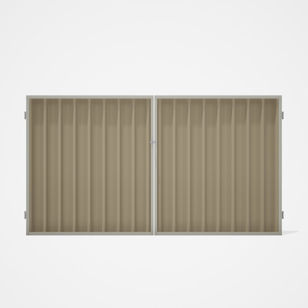 Good Neighbour® Superdek® Double Gate Standard .32 BMT 1.8m High Sheet: Merino, Frame: Off White