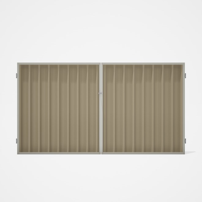 Good Neighbour® Superdek® Double Gate Standard .32 BMT 1.8m High Sheet: Merino, Frame: Off White