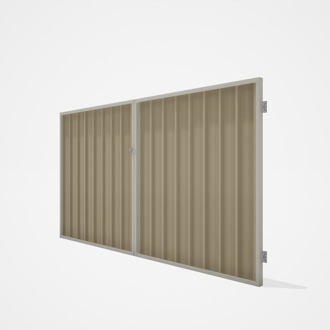 Good Neighbour® Superdek® Double Gate Standard .32 BMT 1.8m High Sheet: Merino, Frame: Off White