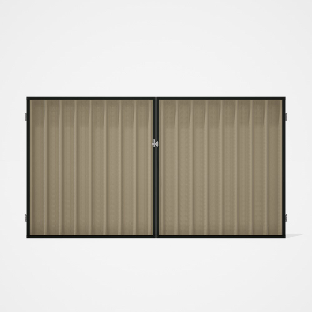 Good Neighbour® Superdek® Double Gate Standard .32 BMT 1.8m High Sheet: Merino, Frame: Slate Grey