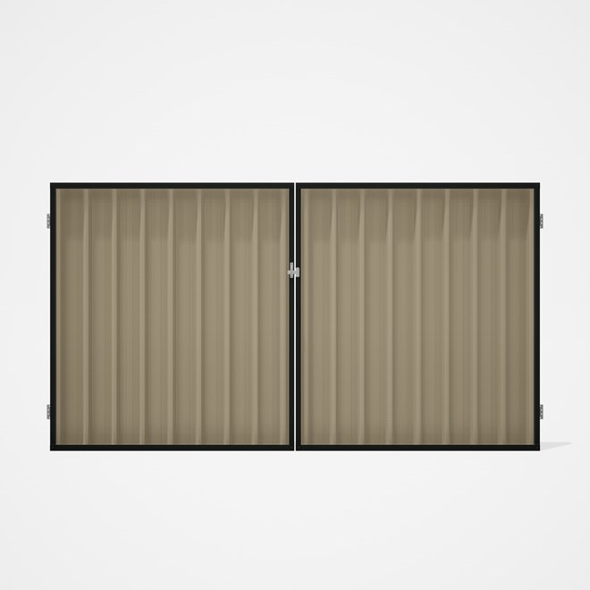 Good Neighbour® Superdek® Double Gate Standard .32 BMT 1.8m High Sheet: Merino, Frame: Slate Grey