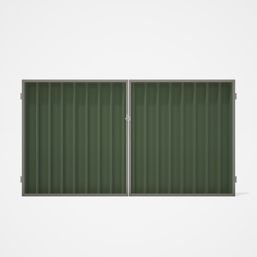 Good Neighbour® Superdek® Double Gate Standard .32 BMT 1.8m High Sheet: Mist Green, Frame: Birch