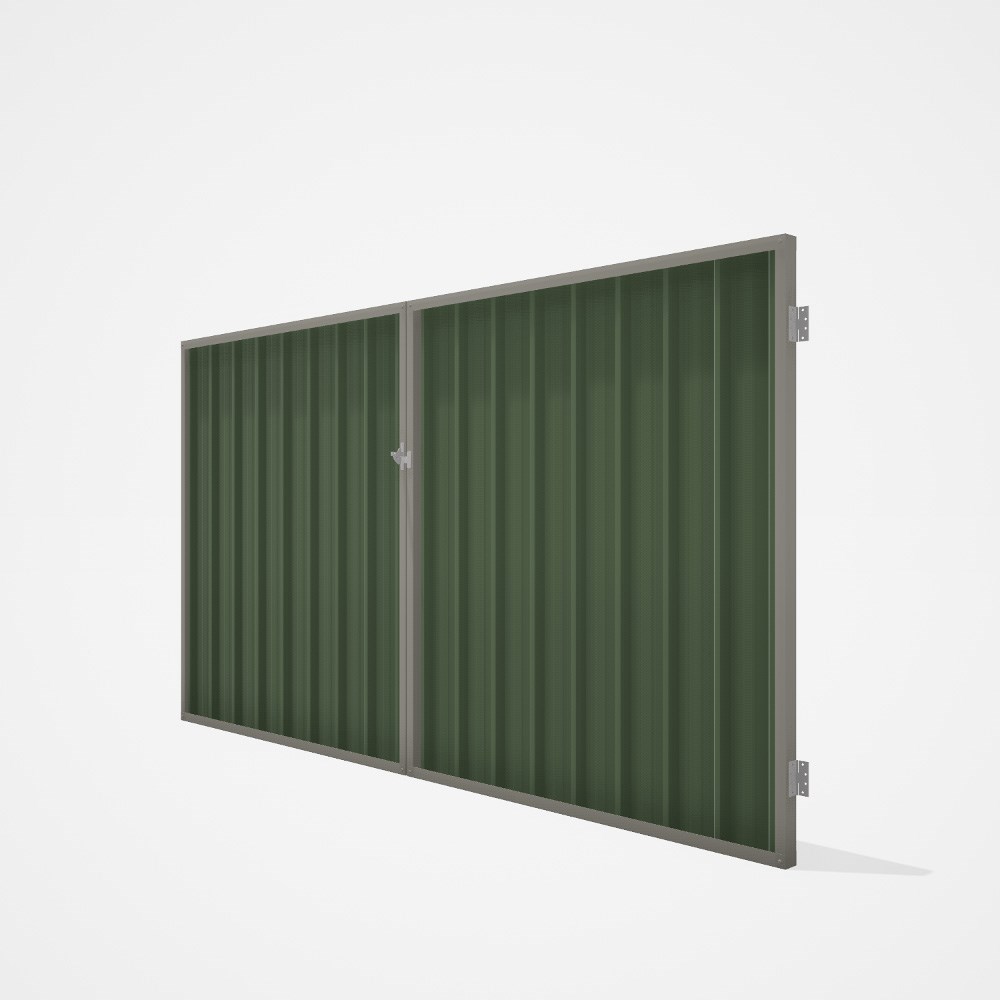 Good Neighbour® Superdek® Double Gate Standard .32 BMT 1.8m High Sheet: Mist Green, Frame: Birch