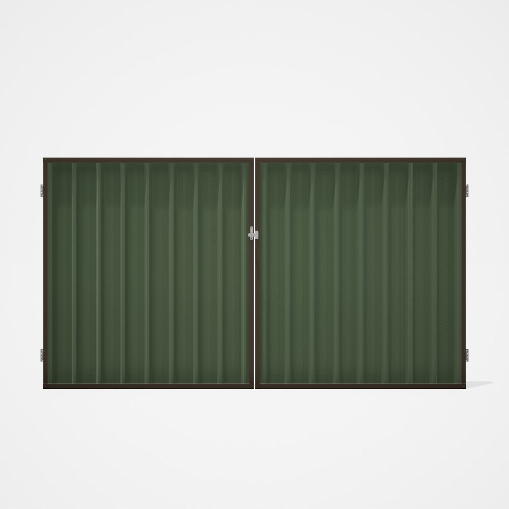 Good Neighbour® Superdek® Double Gate Standard .32 BMT 1.8m High Sheet: Mist Green, Frame: Banyan Br