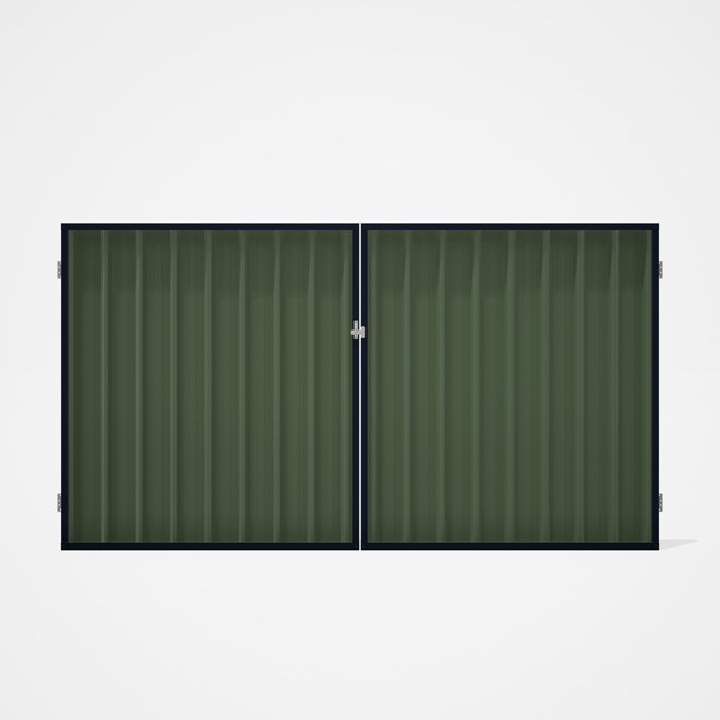 Good Neighbour® Superdek® Double Gate Standard .32 BMT 1.8m High Sheet: Mist Green, Frame: Dark Ston