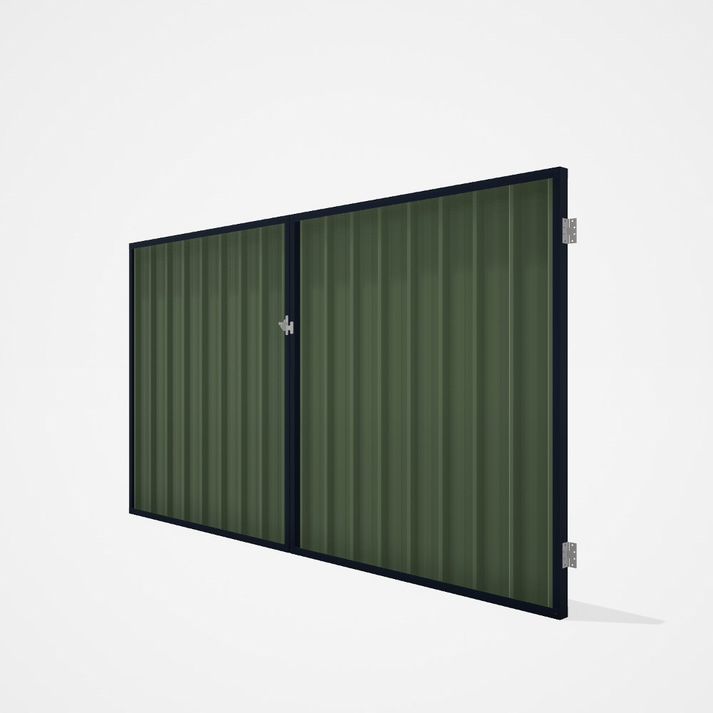 Good Neighbour® Superdek® Double Gate Standard .32 BMT 1.8m High Sheet: Mist Green, Frame: Dark Ston