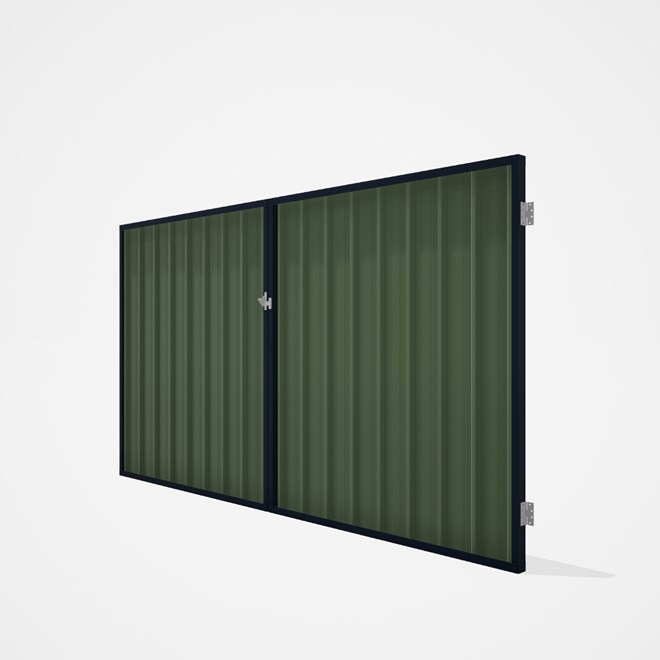 Good Neighbour® Superdek® Double Gate Standard .32 BMT 1.8m High Sheet: Mist Green, Frame: Dark Ston