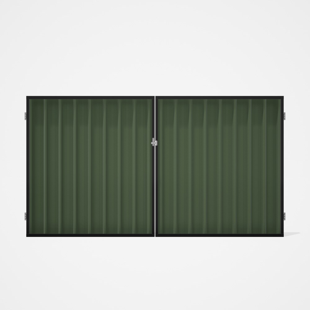 Good Neighbour® Superdek® Double Gate Standard .32 BMT 1.8m High Sheet: Mist Green, Frame: Ebony