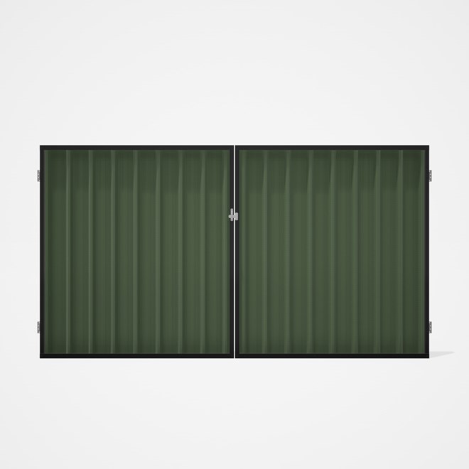 Good Neighbour® Superdek® Double Gate Standard .32 BMT 1.8m High Sheet: Mist Green, Frame: Ebony