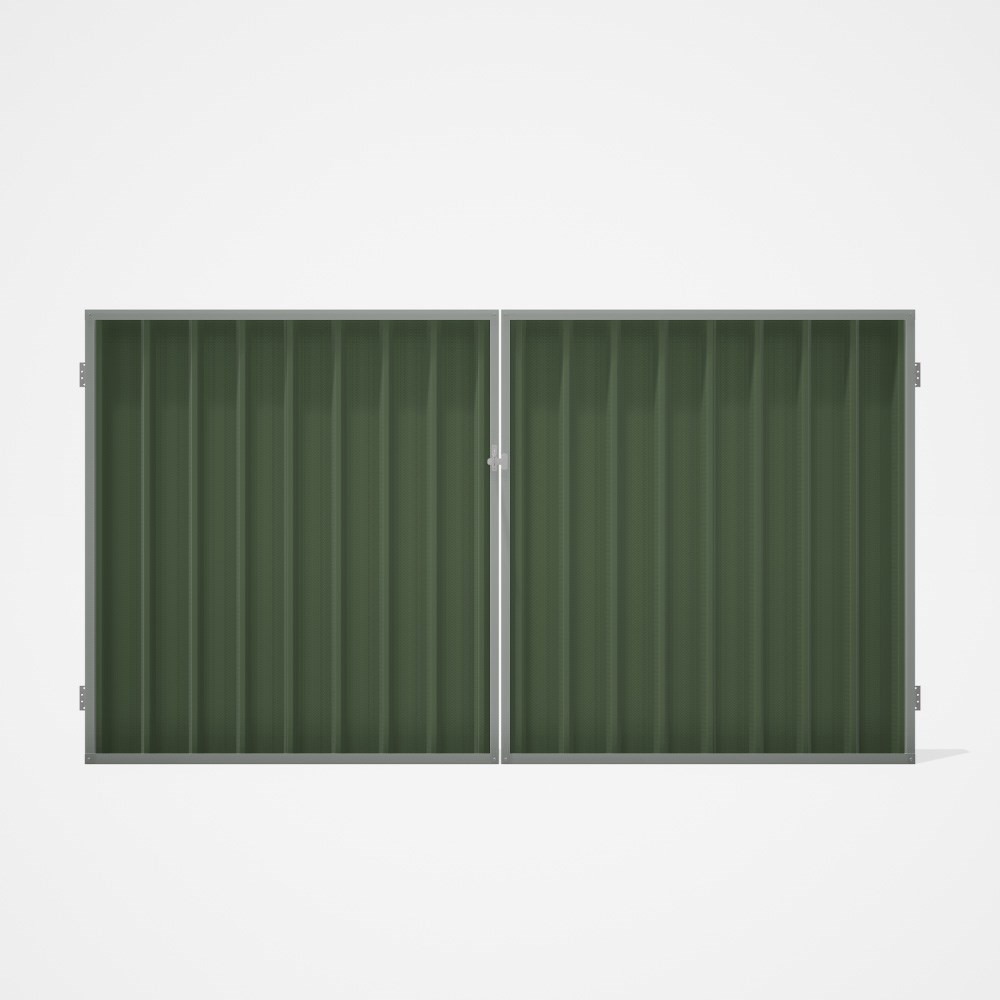 Good Neighbour® Superdek® Double Gate Standard .32 BMT 1.8m High Sheet: Mist Green, Frame: Gull Grey
