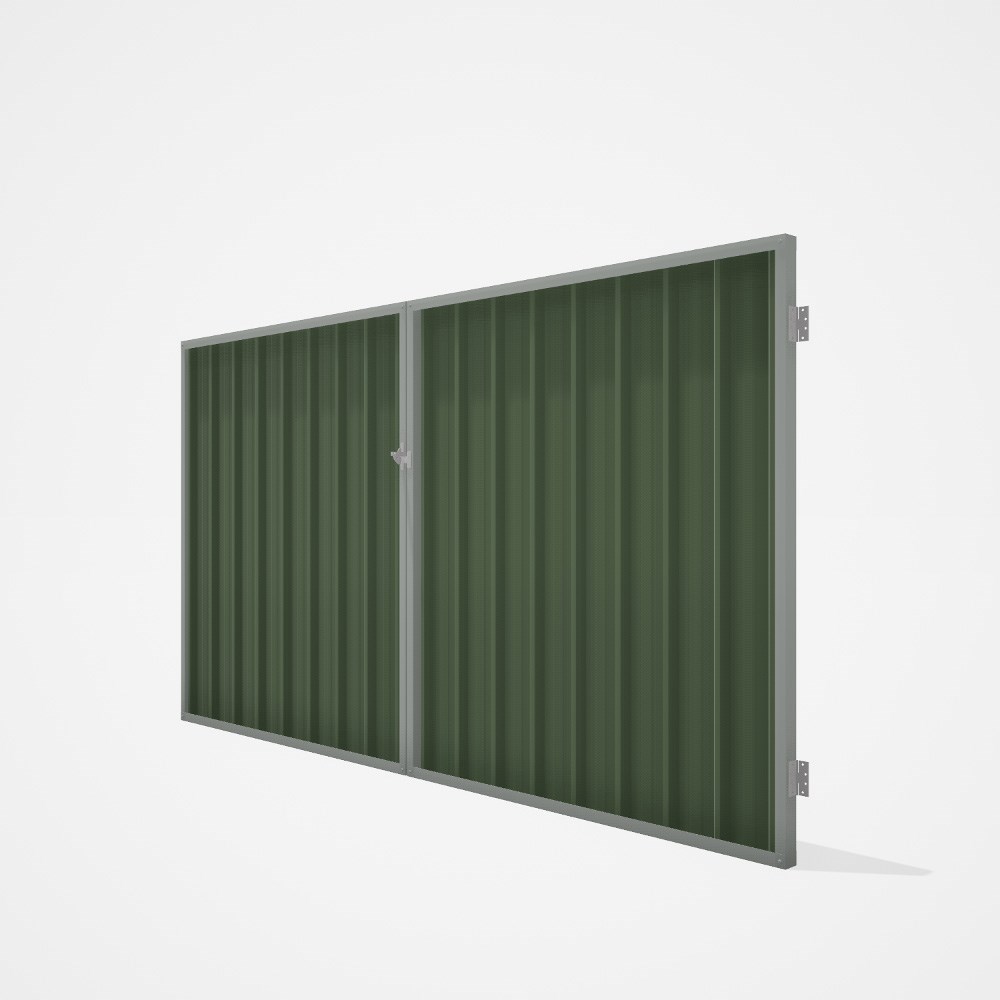 Good Neighbour® Superdek® Double Gate Standard .32 BMT 1.8m High Sheet: Mist Green, Frame: Gull Grey